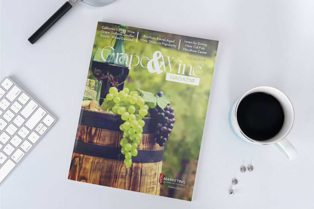 Grape & Wine Magazine first issue on table